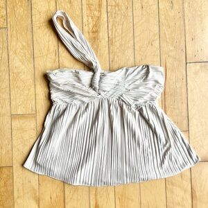 Heartloom White One-Shoulder Satin Feel Crop top Size Medium